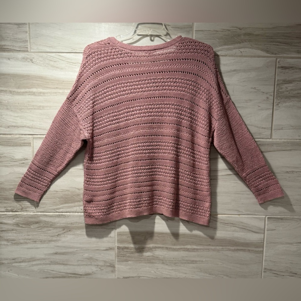 J. Jill Women’s NWT Tunic Sweater Dk Mauve Open Weave Pattern Size XLP - Picture 5 of 10